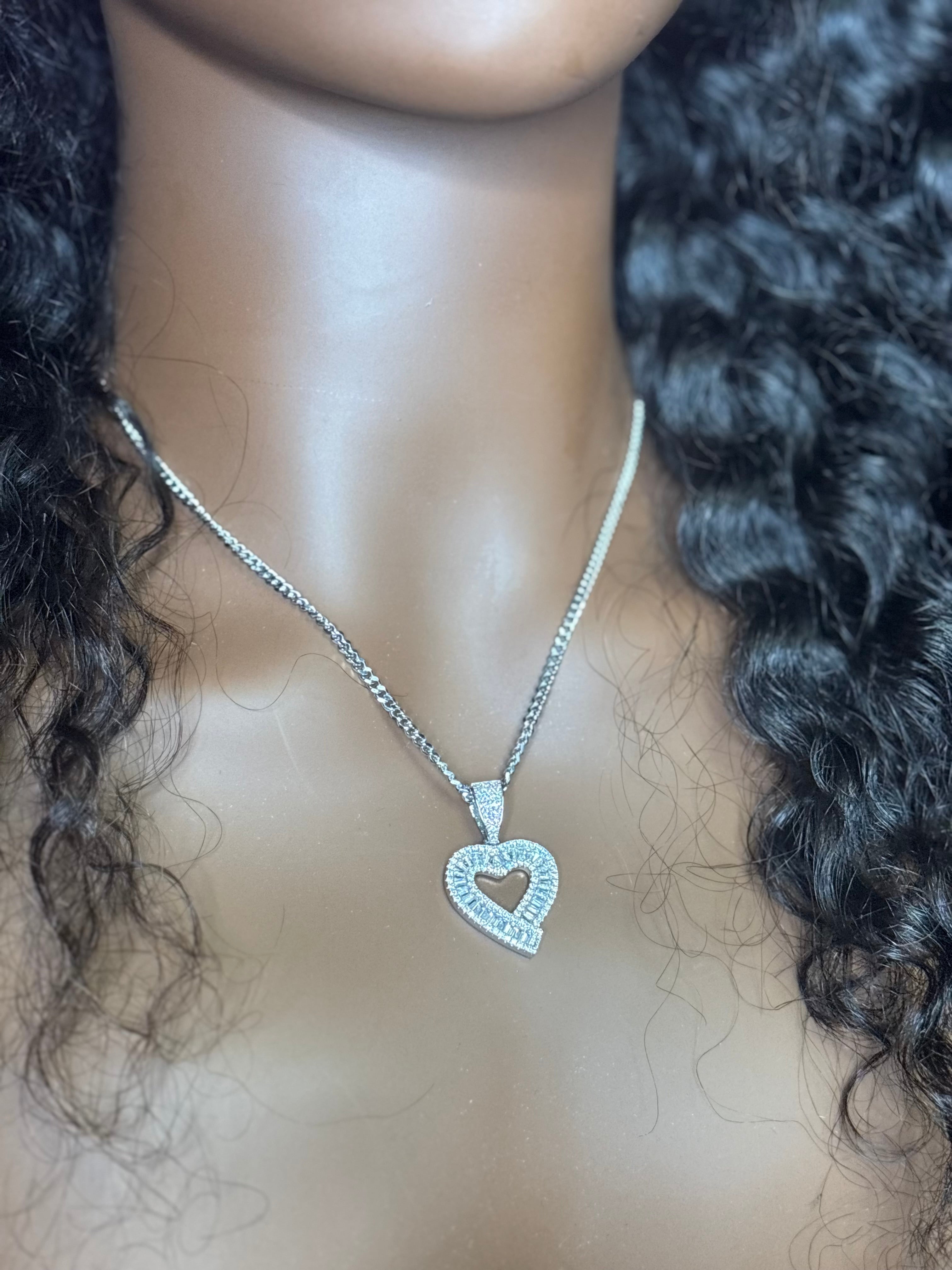 Iced Tilted Heart Necklace