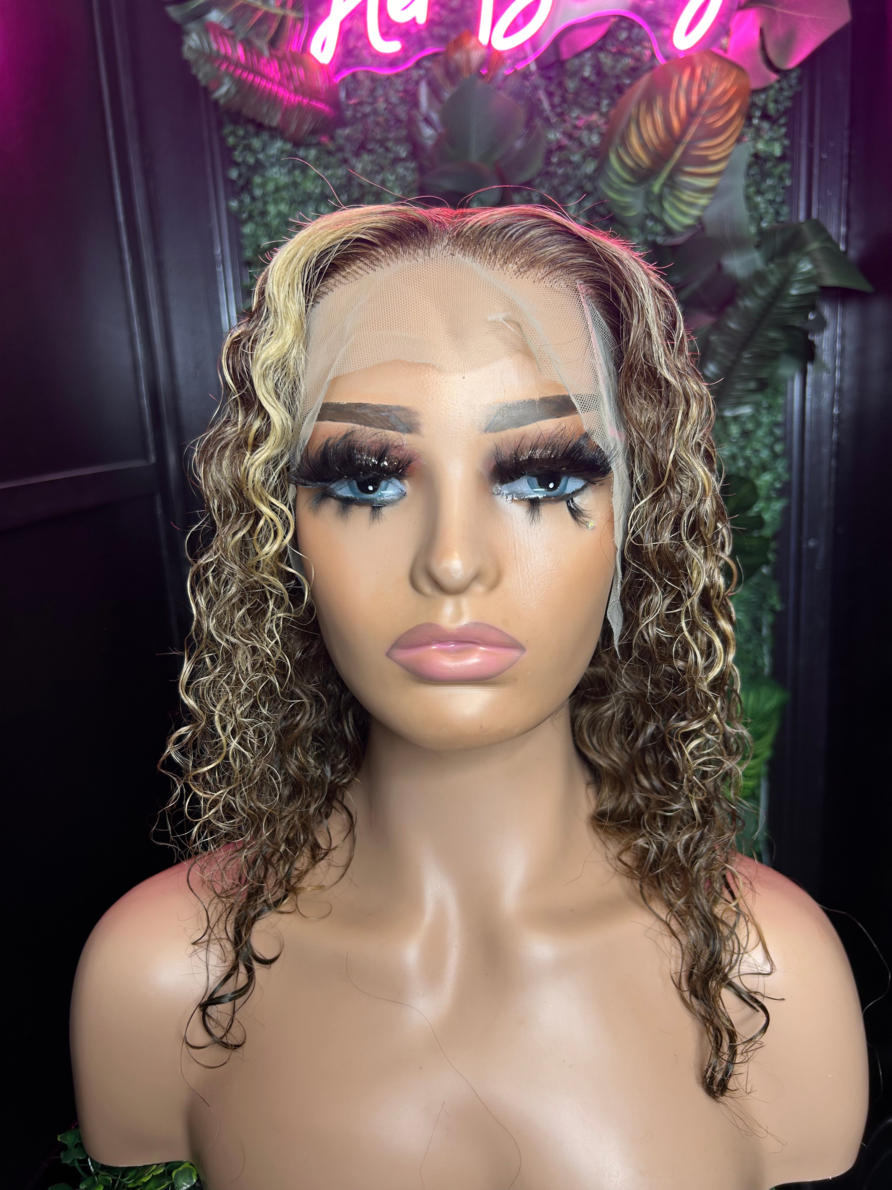 Curly Frontal Color Bob Wigs