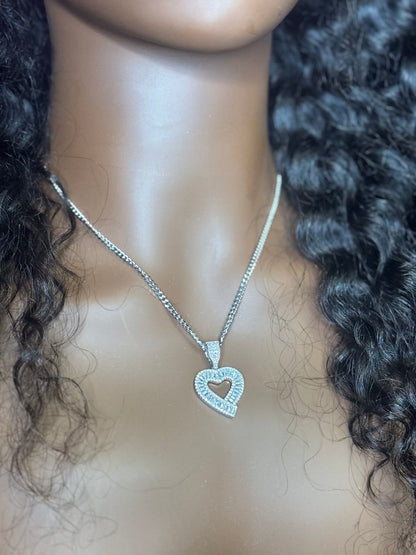 Iced Tilted Heart Necklace