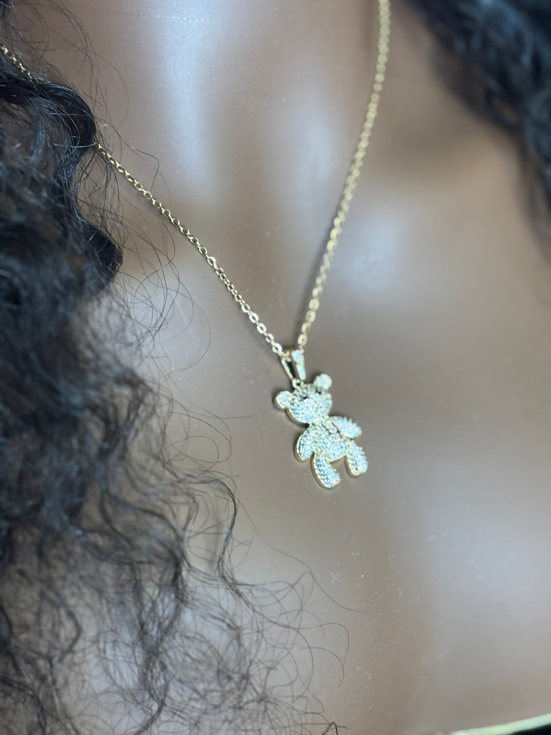 Gold Teddy Bear Necklace