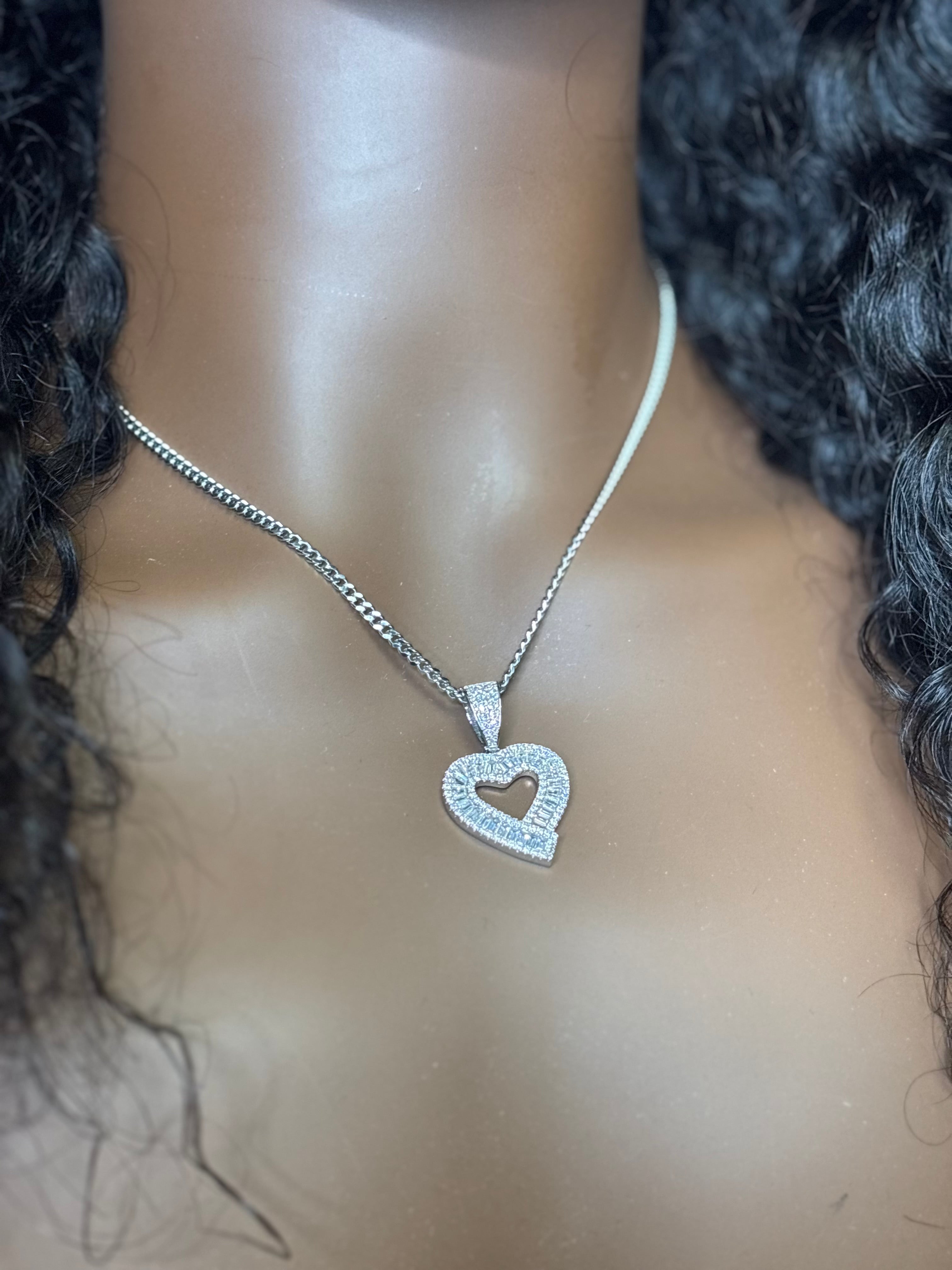 Iced Tilted Heart Necklace