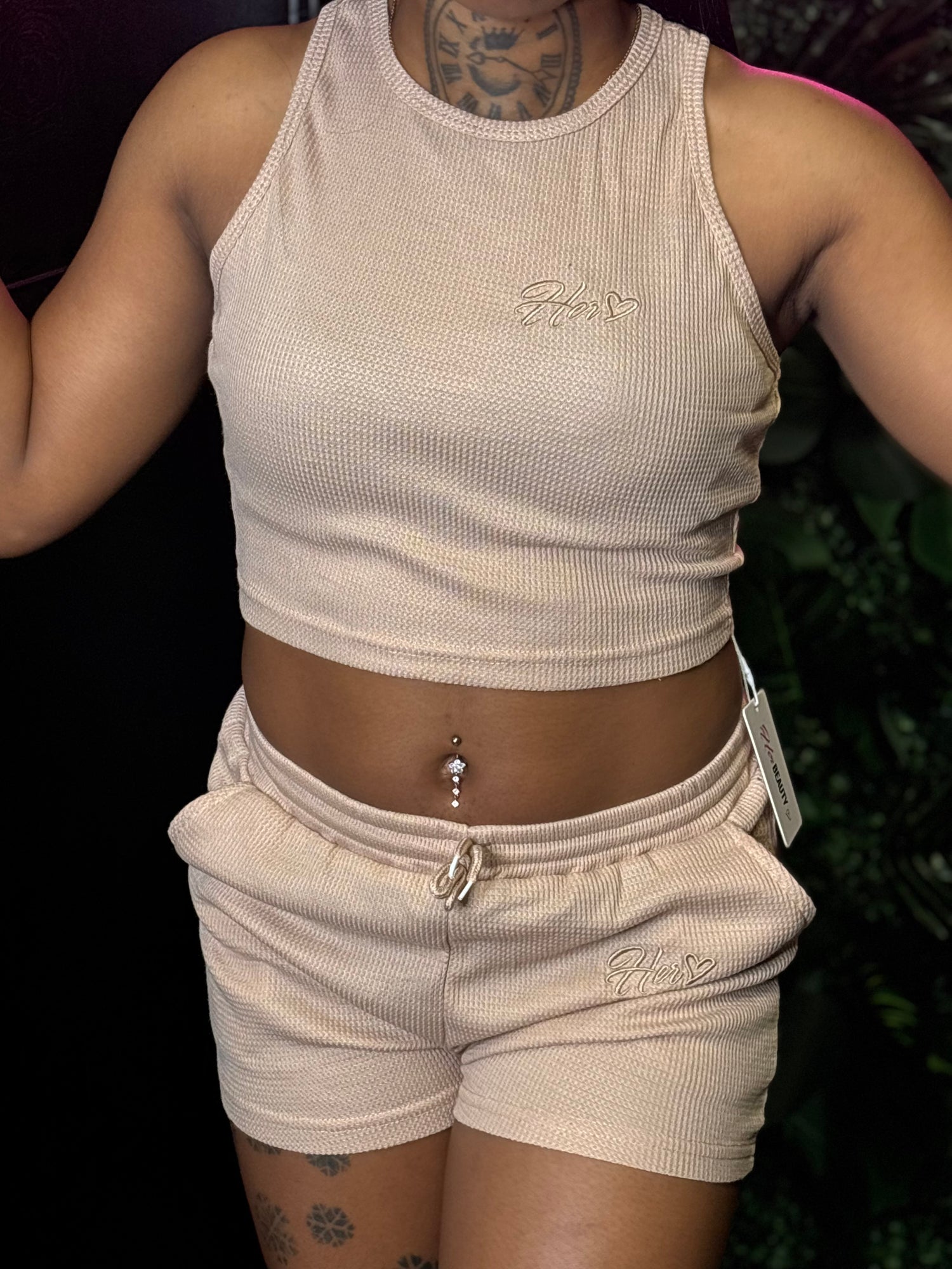 Her Grid-Knit Lounge Set