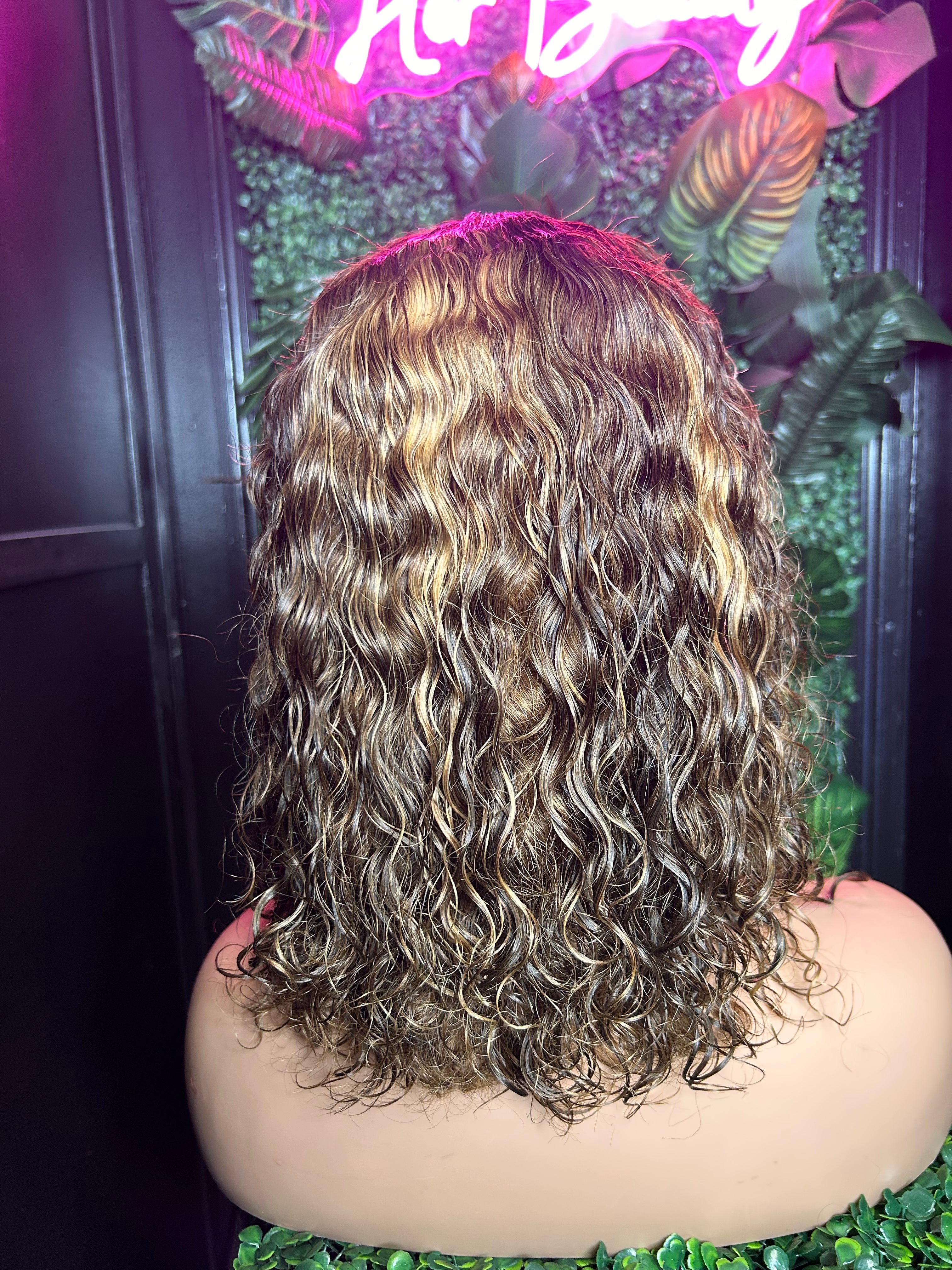 Curly Frontal Color Bob Wigs