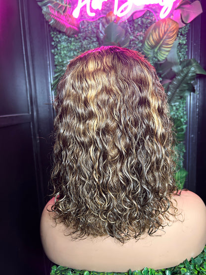 Curly Frontal Color Bob Wigs